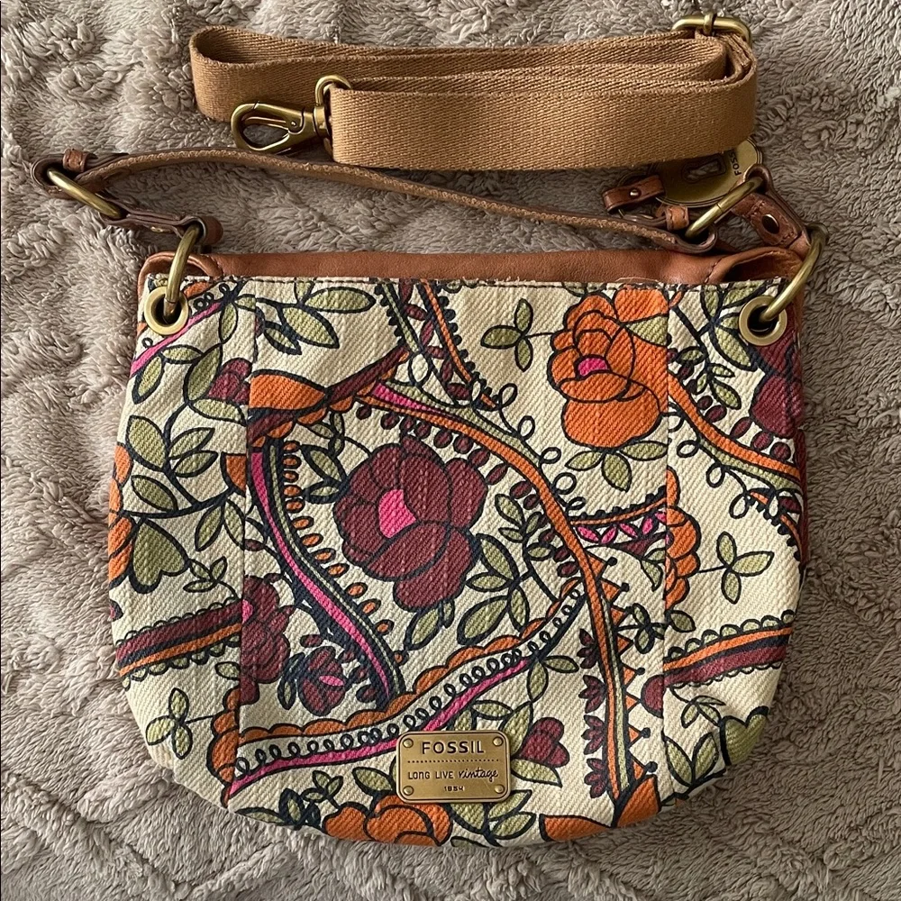 Fossil Floral Handbag with Crossbody Strap - Picture 2 of 5